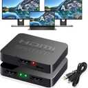 HDMI Splitter 1 in 2 Out for Dual Monitors, 4K Dual HDMI Adapter Extender for 2 Monitors- Copy 1 Source to 2 Displays at The Same Time