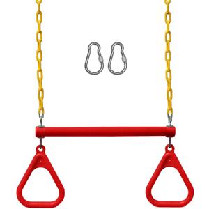 Jungle Gym Kingdom Swing Sets for Backyard, Monkey Bars & Swingset Accessories - Set Includes 18" Trapeze Swing Bar & 48" Heavy Duty Chain with Locking Carabiners - Outdoor Play Equipment (Red)