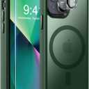 MOCCA Strong Magnetic for iPhone 13 Case, [Compatible with Magsafe][Screen Protector+Camera Lens Protector] Translucent Matte Back Slim Shockproof Case for iPhone 13 Phone Case 6.1", Midnight Green
