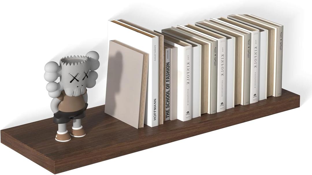 36" W x 12" D Floating Shelves Set of 1, 12 Inch Deep Floating Shelves for Wall, Large Storage Space Wall Mount Shelf with Invisible Brackets for Living Room Kitchen Bathroom, Walnut