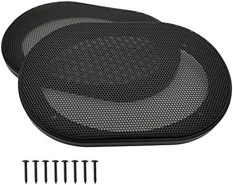 4" x 6" Speaker Grill Covers, Car Speaker Subwoofer Guard Protector, ABS Plastic Frame with Metal Mesh, Black - 2Pcs
