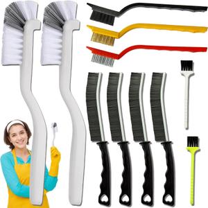 11Pcs Crevice Cleaning Brush,Gap Cleaning Brush with Long Handle,Small Gap Cleaning Brush for Bathroom Kitchen Toilet Water Cup Bottle and Window Groove