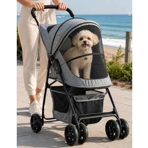 Pet Gear No-Zip Happy Trails Lite Pet Stroller, Sea Salt