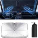 Foldable Windshield Sun Shade Umbrella  Reflective Car Window Cover for Front Windshield, Heat Blocker for SUV, Truck, Sedan  Easy Storage with Bendable Handle (Medium58" Lx 31"W))