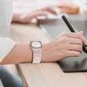 V-MORO Resin Bands Compatible with Apple Watch Series 8/7/9/10/11 Starlight Buckle Fashion Lightweight Cute Watch Strap for iwatch Series SE/6/5/4/3/2/1(Aurora White,42mm/41mm/40mm/38mm)