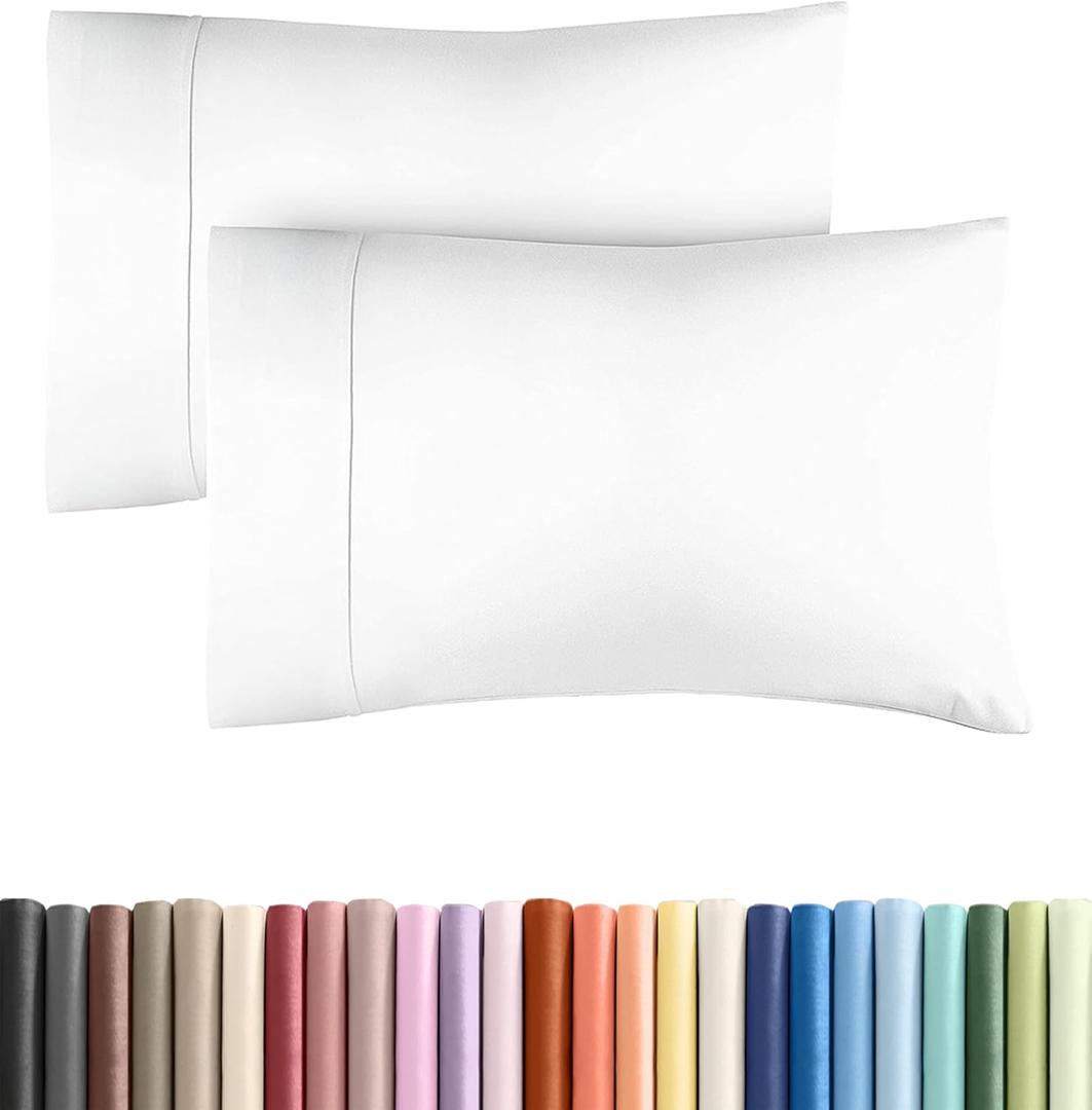 King Pillow Cases - 2 Pack - Super Soft Pillowcase Covers - Envelope Enclosure - Hotel Quality Pillow Protectors - Wrinkle Free, Fade, Shrink & Stain Resistant - Machine Washable - 20" x 40" (White)