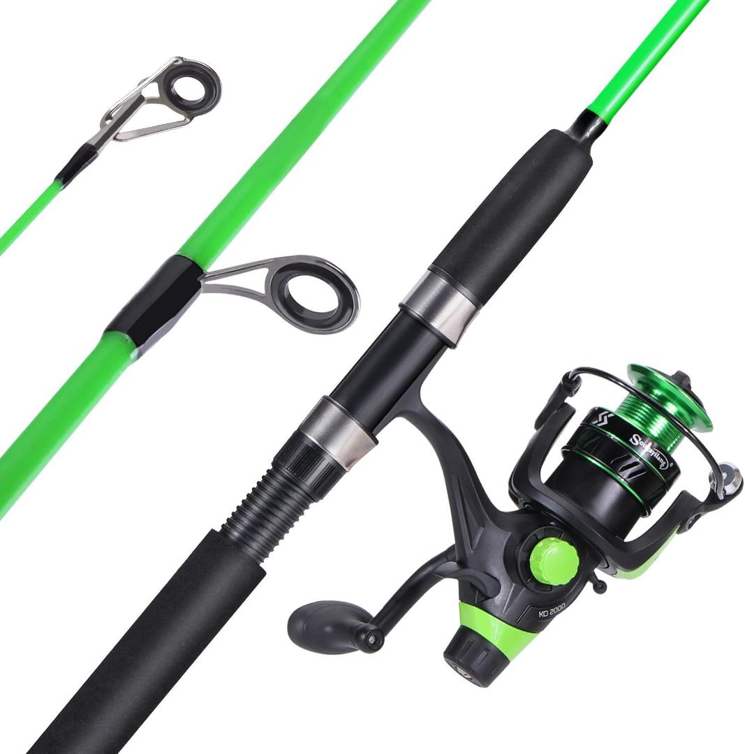 Sougayilang Catfish Fishing Rod and Reel Combo, 2-Piece Spinning Combo, Durable Graphite & Glass Blanks Fishing Pole for Crappie, 5.9ft and 2000 Reel