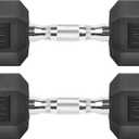 Hex Dumbbells Rubber Coated Cast Iron Hex Black Dumbbell Free Weights for Exercises 12 Pounds/Pair