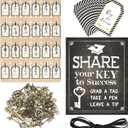 100 Set 2026 Graduation Party Favors Include 100 Keychains Bulk 100 Advice Cards 'Share Your Key to Success' Chalkboard Sign Antique Skeleton Key Gifts for Graduation Party