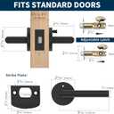 1 Pack Stainless Steel Privacy Door Handle - Keyless Push Button Lock, Matte Black Finish, Reversible Left/Right Hand Lever