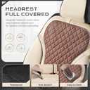 Coverado Car Seat Covers Full Set, Beige Brown Car Seat Covers, Luxury Diamond Leather Car Seat Cover with Carbon Fiber Weave, Spill-Proof Seat Cushions, Automotive Seat Cover Universal Fit Most Cars
