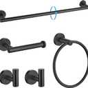 TURS Matte Black Bathroom Hardware Set 5 Piece, SUS304 Stainless Steel Bath Towel Bar Set, 24 Inch Bathroom Accessories Kit Wall Mounted