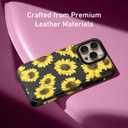 LETO for iPhone 16 Pro Wallet Case - Flip Folio Leather Kickstand - Fashionable Flower Designs - Credit Card Holder - Protective Phone Cover for Women and Girls - 6.3" - Blooming Sunflowers