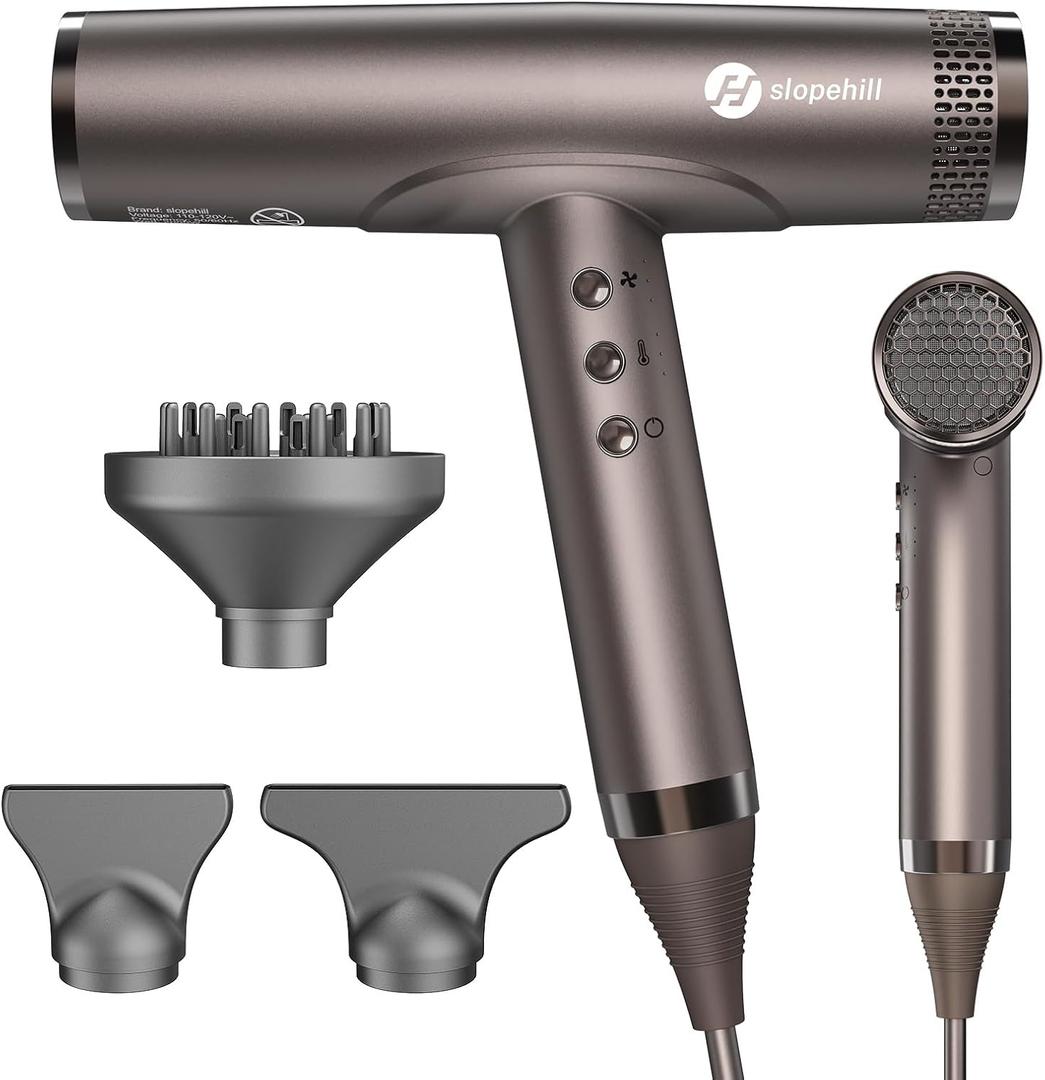 slopehill Professional Ionic Hair Dryer, High-Speed Salon Blow Dryer, Lightweight Compact Hairdryer for Travel, Low Noise Quiet for Home