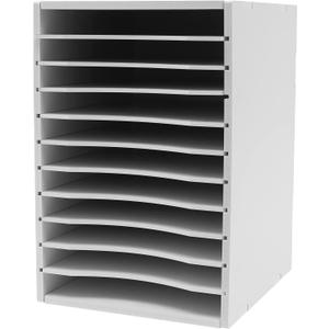 Vertical Desktop Sorter, 11 Slots Wooden Mail Organizer, Paper Sorter Organizer with 11 Slots Adjustable, Construction Paper Storage Mailbox for Classroom Office, White