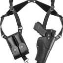 Shoulder Holster, Adjustable Leather Shoulder Holsters for Concealed Carry with Double Magazine Pouch, Fit 1911, Glock 17/19/23, Beretta 92FS and More Pistols - for Right Hand Use (Black)