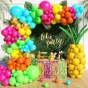 148pcs Tropical Balloon Arch Kit with Hot Pink Lime Green Teal Yellow Orange Metallic Gold Green Long Balloons fo Luau Tropical Hawaiian Pool Birthday Party Decorations