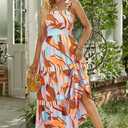 AlvaQ Women's 2025 Summer Sleeveless Floral Print Maxi Dress Strap Square Neck Beach Sun Dress (XL)