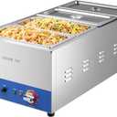 ETL Listed 4-Pan Commercial Food Warmer with Seamless One-piece Tank & 4 of 1/3 Size GN Pan,120V 1500W Countertop Soup Station Steam Table for Buffet,Parties and Restaurants