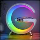 LeeNabao Smart LED Table Lamp, 4-in-1 Wireless Charger, Night Light, Alarm Clock, and Bluetooth Speaker with App Control for Bedroom, Office, and Home Decor (White)