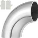 MECCANIXITY 90 Degree Mandrel Bend Elbow with Welding Gloves, 48mm(1-7/8") OD 14 GA/0.08 inch Thickness 304 Stainless Steel 90Exhaust Elbow for Exhaust System, Stair Handrail HVAC