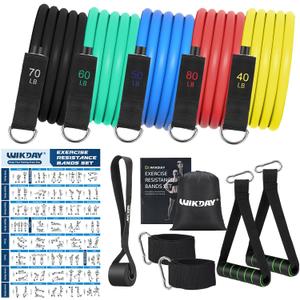 Exercise Resistance Bands with Handles for Working Out, 150/200/250/300 Lbs Workout Bands Set with Door Anchor for Physical Therapy, Yoga, Pilates (Multicolor)