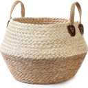 Pot for Artificial Tree Indoor (10" D x 12" H, Woven Plant Basket, Large)