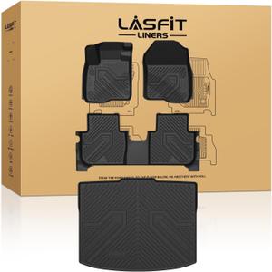 LASFIT Full Set Floor Mats for Honda CR-V 2026 2025 2024 2023 (Gasoline Only), All Weather TPE Custom Fit Floor Liners 1st & 2nd Row & Cargo Mat (Lower Position)