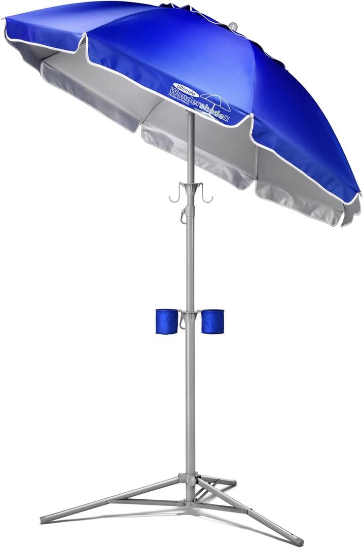 Wondershade Ultimate Portable Sun Shade Umbrella Lightweight Adjustable Outdoor Patio & Beach Umbrella with Tripod Base (Blue), 5ft Wide