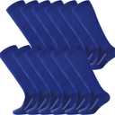 Haysandy 12 Pairs Youth Socks Bulk Soccer Football Softball Baseball Socks for Athletic Girls Kids Youth Adults Team Sport(Blue,S)