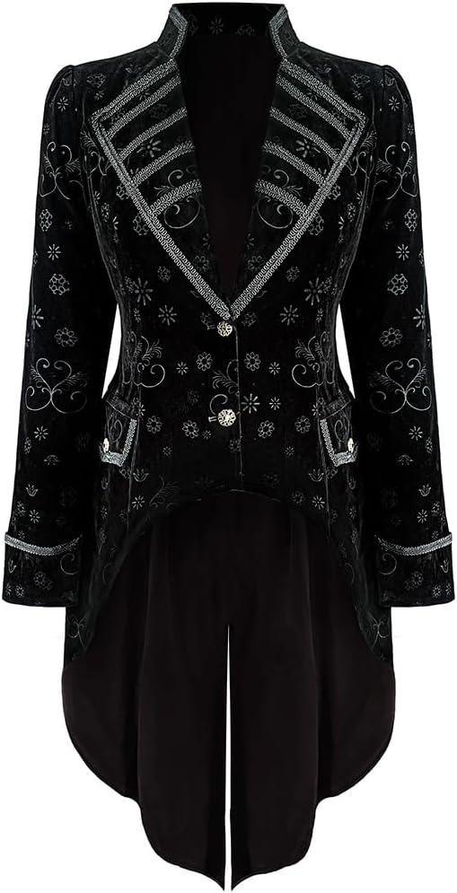 TZMAPU Medieval Retro Gothic Velvet Women's Coat, Formal Casual Work, Costume