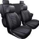 YIERTAI for Chevy Chevrolet Silverado GMC Sierra Car Seat Covers Fit 2007-2023 2024 2025 2026 1500/2500/3500HD Truck Waterproof Leather Crew Double Extended Cab Covers(5 PCS Full Set/Black)