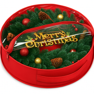 noodunch Christmas Wreath Storage Container Wreath Storage Bag 1 Pcs 24 Inch with Zipper and Sturdy Carrying Handle for Christmas Wreath Storage