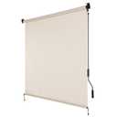 Aoodor 5% Openness Cordless Solar Fabric Roller Shade, 10'W x 8'H Sun Shade for Outdoor Gazebo Pergola Porch Use, 95% UV Protection Blinds, Beige