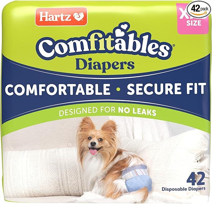 Hartz Comfitables Disposable Dog Diapers, Size XXS 42 count, Comfortable & Secure Fit, Easy to Put On, Super Absorbent Male and Female Diaper