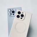 Designed for iPhone 15 Pro Case Silicone Compatible with Magsafe, Camera Lens Protector, Military Grade Shockproof Protective, Rectangle Magnetic Phone Case for iPhone 15 Pro White