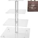 Jusalpha Large 4 Tier Square Acrylic Cupcake Tower Stand for Dessert, Pastry, Serving Platter-Candy Bar Party Dcor and Supply (Tall Version)