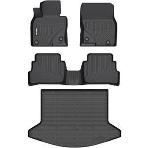 AIPOIL Floor Mats & Cargo Liner Set for 2017-2022 Mazda CX5 All Weather Protection TPE Anti-Slip Automotive Full Set Custom CX-5 Car Mats Accessories - Black