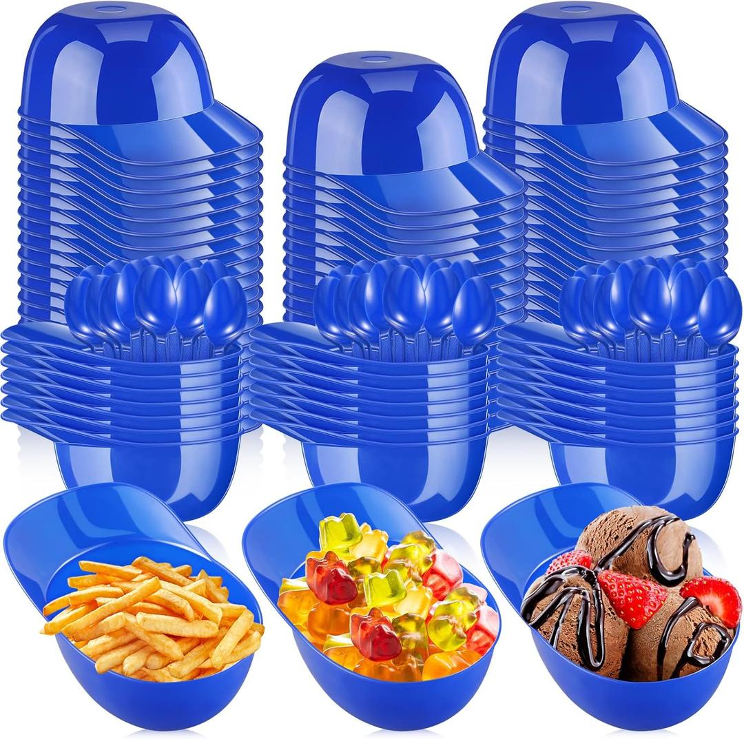 Baseball Helmet Ice Cream Snack Bowl and Disposable Taster Spoons Set Mini Baseball Party Favors Small Dessert Ice Cream Bowls Serving Candy Sundae Cups for Ice Cream Sundae Party Supplies(50 Set)