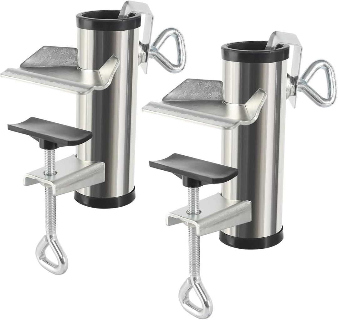 2pcs Heavy Duty Umbrella Clamp Galvanised Thickening Adjustable Deck Umbrella Mount Patio Balcony Railing Umbrella Holder for Deck Railing Bench Chair Clamp Beach Fishing Fence Benches Deck Tailgates