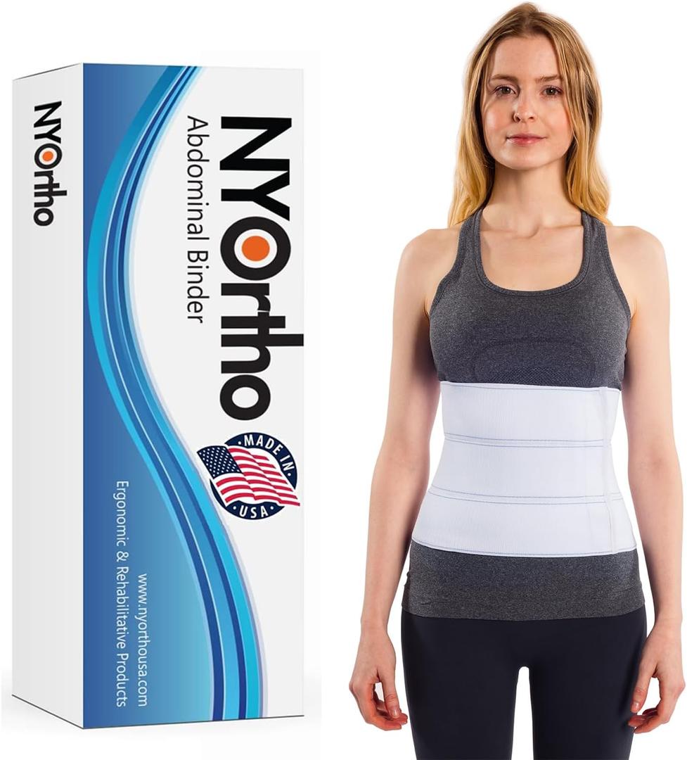 NYOrtho Abdominal Binder 9" 3-Panel - Post-Surgery Compression Belt for Men and Women - Abdominal Support Wrap for Hernia, Back Pain, Core Support, Muscle Strain Recovery - Latex-Free - USA (75"-90") (75-90 Inch (Pack of 1))