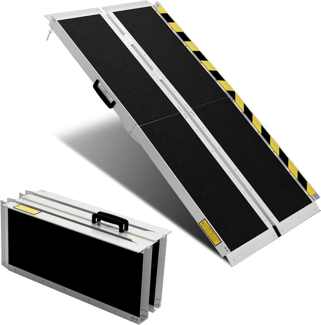 Portable Wheelchair ramp 5FT,Non-Slip Aluminum Threshold ramps for Home Steps,Folding Handicap Ramp,ramps for Home,doorways,Stairs,Weight Capacity up to 600LBS 5FT (Usable Height 6-15 inch)