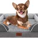 Comfort Expression Orthopedic Dog Bed for Small Dogs 24x16 Inch, Waterproof Supportive Egg Crate Foam Small Pet Bed with Removable Bolsters, Dog Couch with Washable Cover & Non-Slip Bottom, Grey