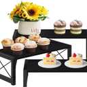 ELITEROO Black 3-Tier Wooden Cupcake and Dessert Display Stand, Multi-Tier Riser for Cupcakes, Food, Perfume, Makeup, Dolls, Collectibles, and Market Vendor Retail Shelf Organizer