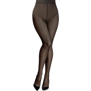 Aobiono Women Fleece Lined Tights Sheer Warm Pantyhose Fake Translucent Winter (Black)