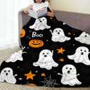 Throw Blanket, Halloween Blanket Cartoon Ghost Pumpkin Throw Blankets for Bed Kids Adults, Lightweight Cozy Blanket for Living Room, Bedroom 40"x50"