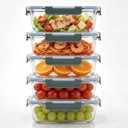 5Pack 22oz Glass Storage Containers with Lids, Grey, Compartmentalized