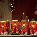 Tiamon 4 Pcs Christmas Nutcracker Flameless Candles Battery Operated LED Candles with Remote Warm Light Flickering Pillar Set for Xmas Holiday Table Decorations