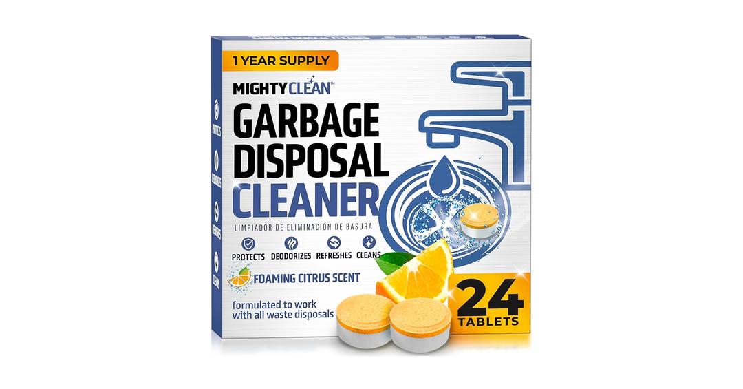 Garbage Disposal Cleaner Deodorizer Tablets - 24 Pack, New Powerful XL Foaming Tablet - Fresh Citrus Foam Sink Garburator Disposer Freshener, Natural Kitchen Drain Cleaning Care 