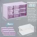 Amyhill 6 Pcs Mini Drawer Organizer Small Organizer with 9 Drawers Plastic Desktop Craft Storage Box for Office Home Room Jewelry Cosmetics Collection(Purple)